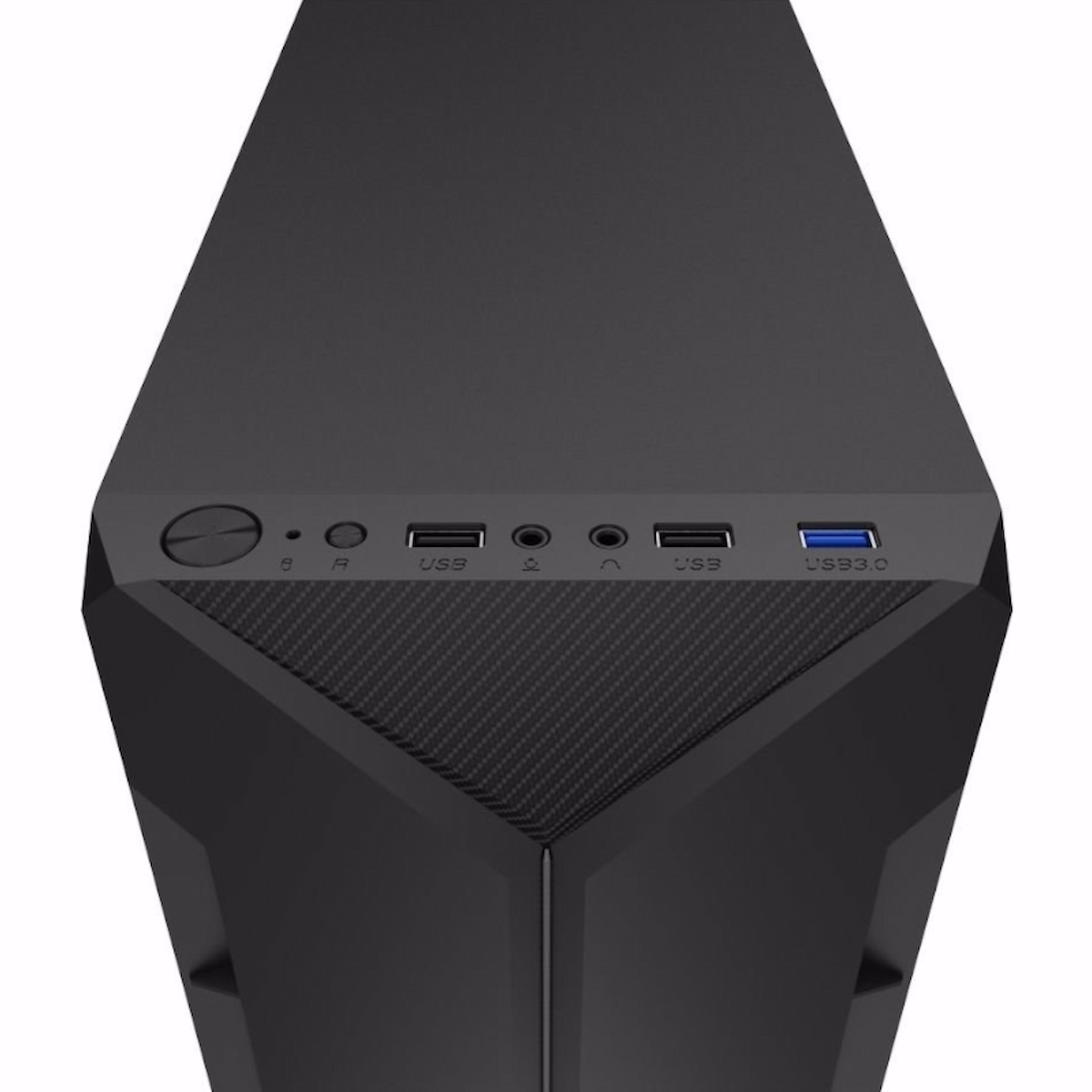 Górny panel obudowy komputera AERO z portami i przyciskami