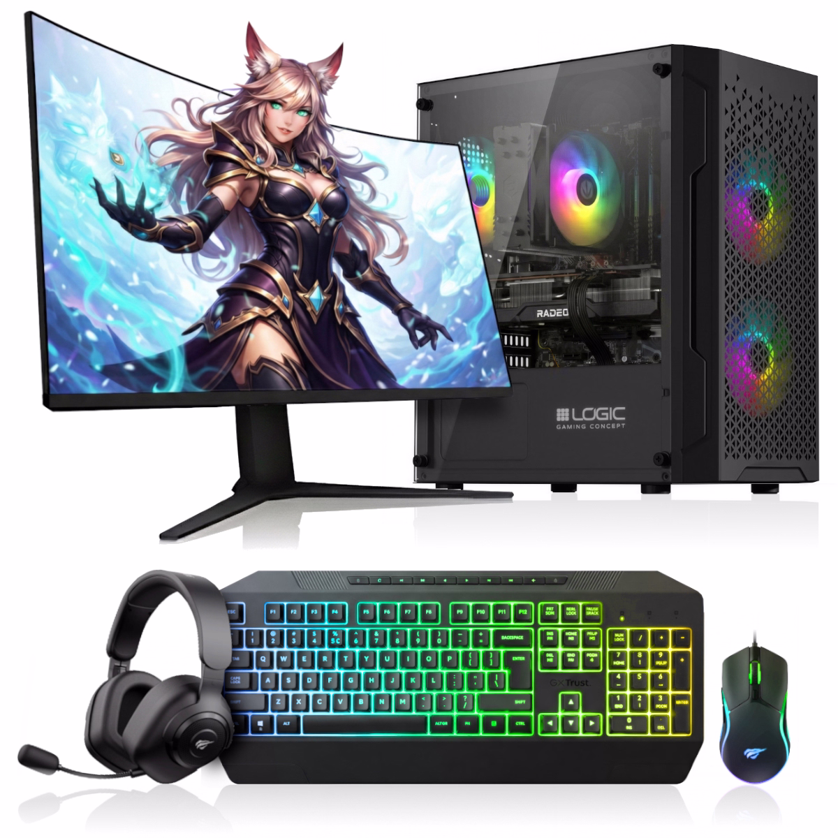 Zestaw komputerowy INFERNO z monitorem gotowy do pracy i grania