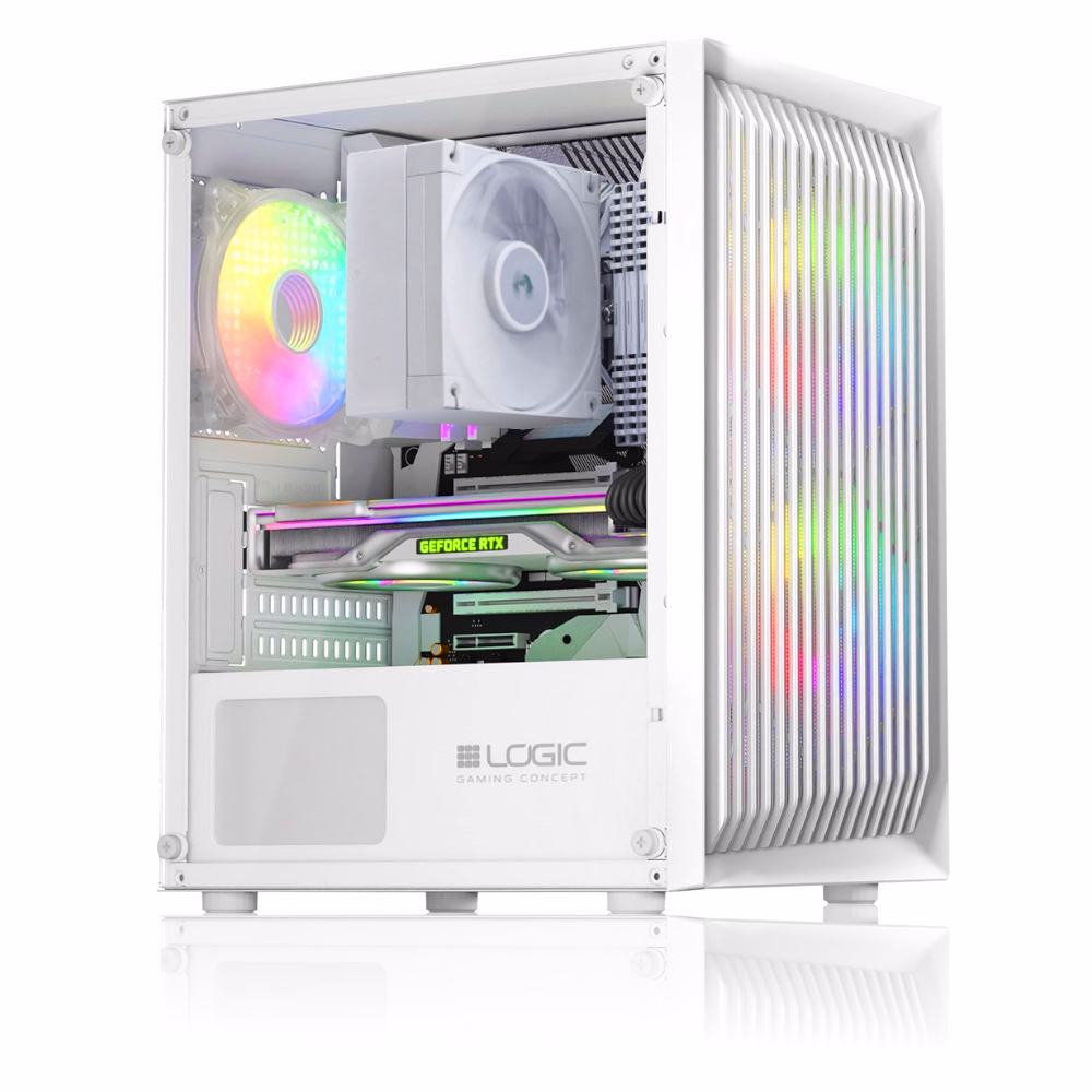 Biały komputer POLAR z kartą GeForce przygotowany do gier