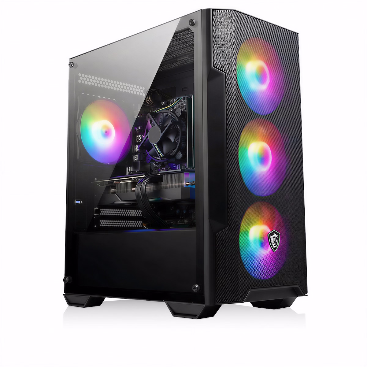 Czarny komputer XEN z podświetleniem RGB przygotowany do gier