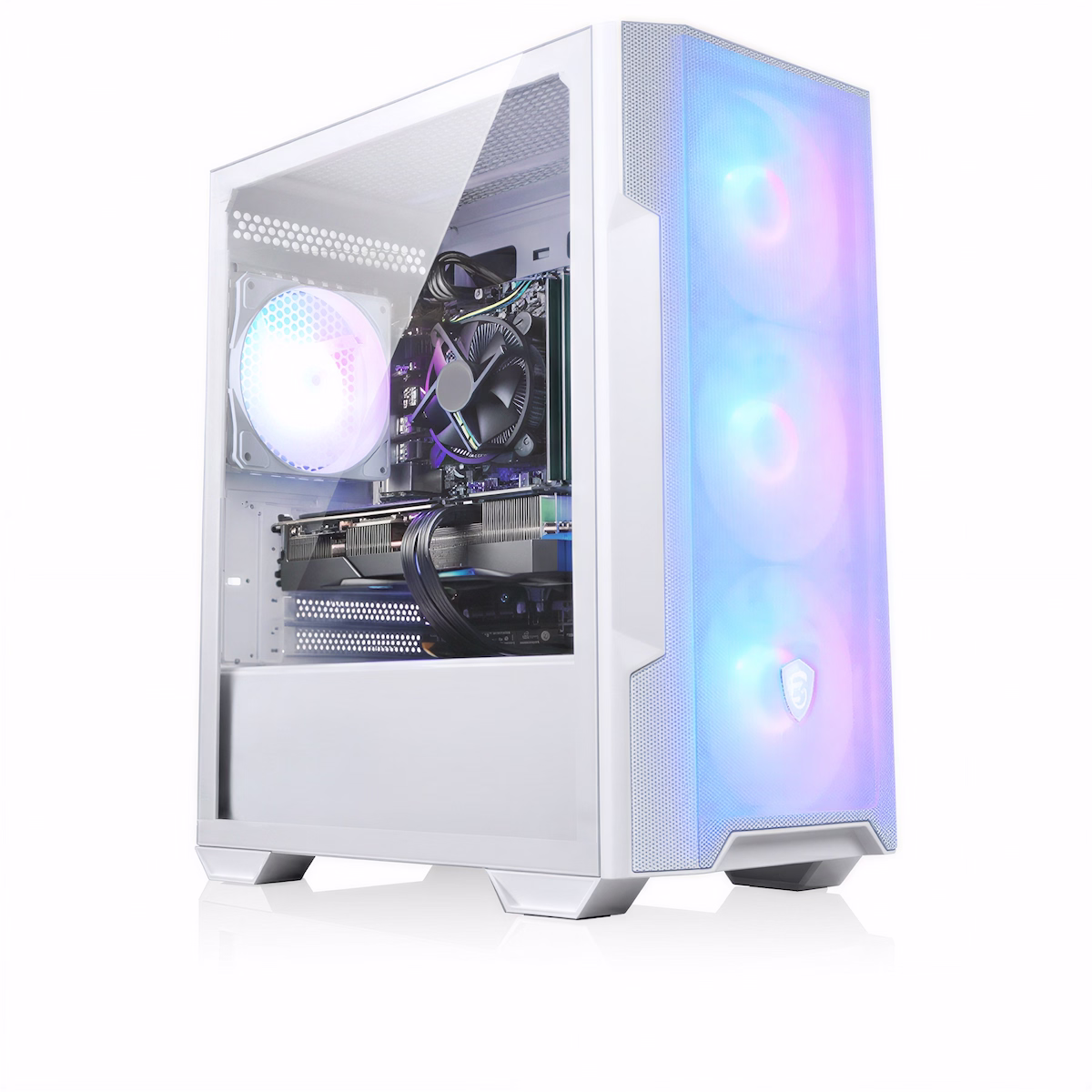 Biały komputer XEN z podświetleniem RGB do gier i rozrywki