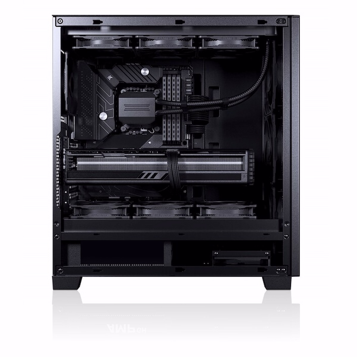 Wnętrze komputera SILENT z platformą AMD Ryzen i kartą GeForce