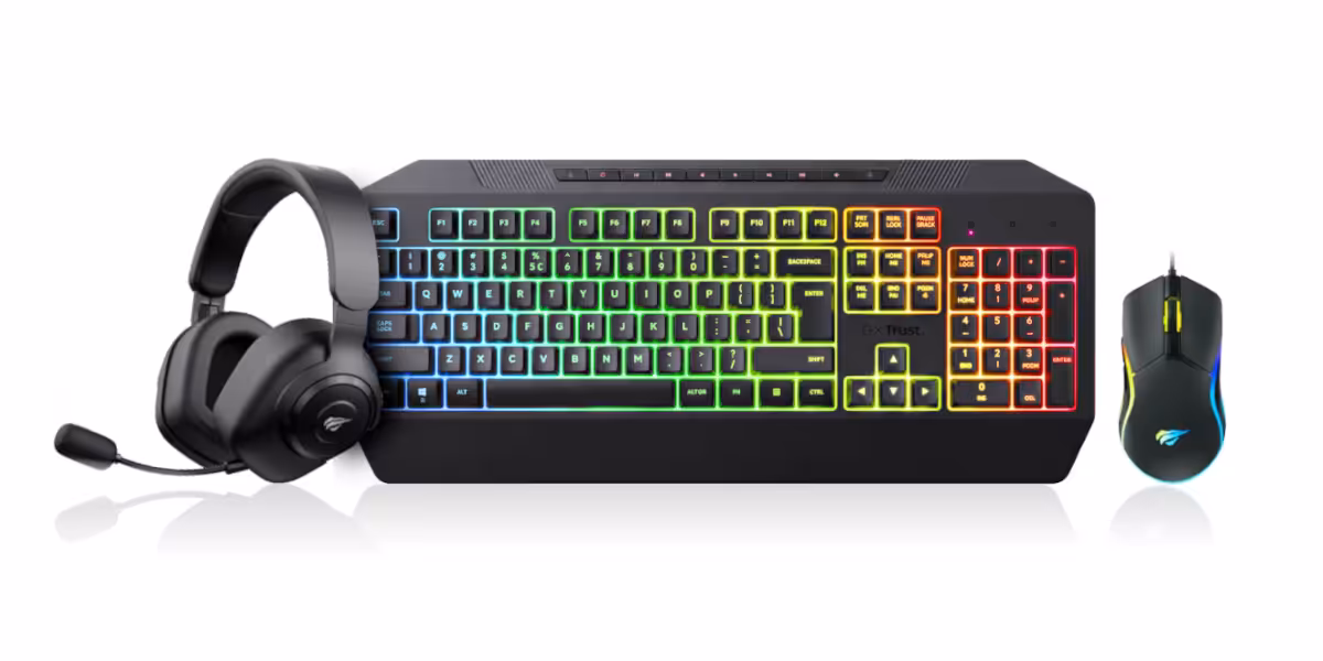 Zestaw komputerowy RGB – klawiatura, mysz i słuchawki do gier i codziennej pracy